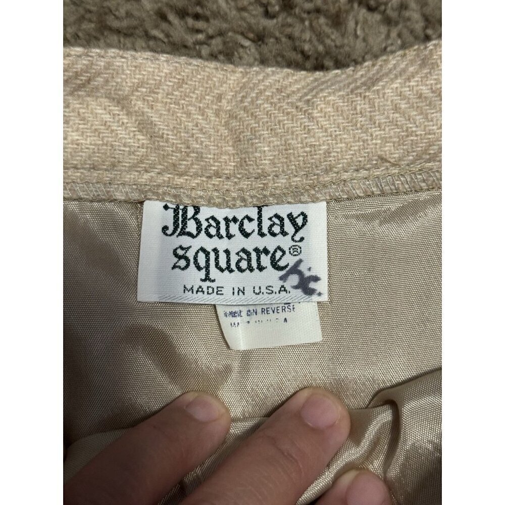 BARCLAY SQUARE VTG Houndstooth Wool Skirt Academia Preppy Career Pockets 14 - Picture 3 of 10